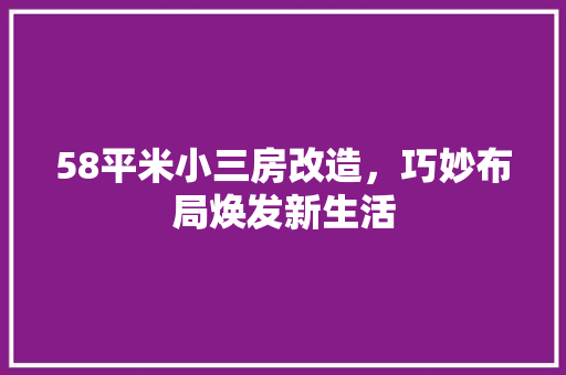 58平米小三房改造，巧妙布局焕发新生活