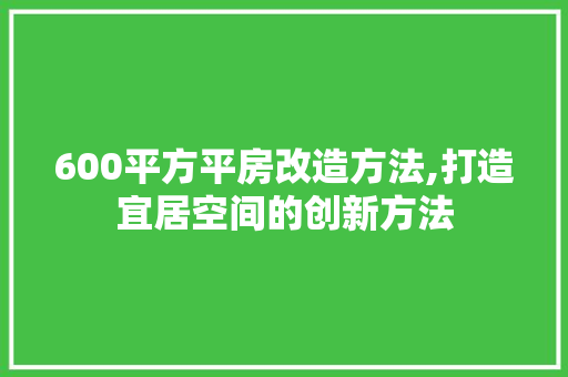 600平方平房改造方法,打造宜居空间的创新方法 家居设计