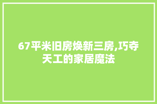 67平米旧房焕新三房,巧夺天工的家居魔法 买房须知