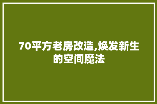 70平方老房改造,焕发新生的空间魔法