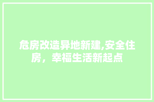 危房改造异地新建,安全住房，幸福生活新起点