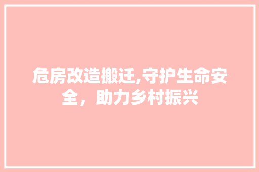 危房改造搬迁,守护生命安全，助力乡村振兴