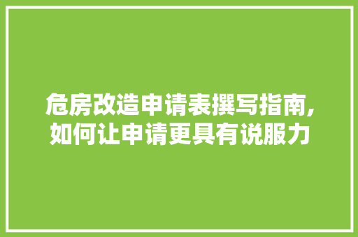 危房改造申请表撰写指南,如何让申请更具有说服力
