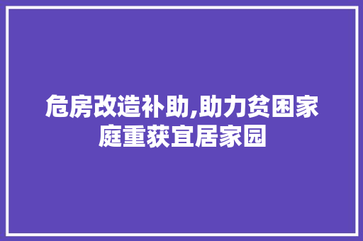 危房改造补助,助力贫困家庭重获宜居家园，危房改造政策补助对象。