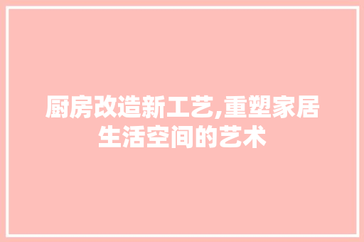 厨房改造新工艺,重塑家居生活空间的艺术 家居设计