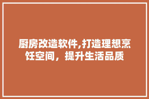厨房改造软件,打造理想烹饪空间，提升生活品质 家居设计
