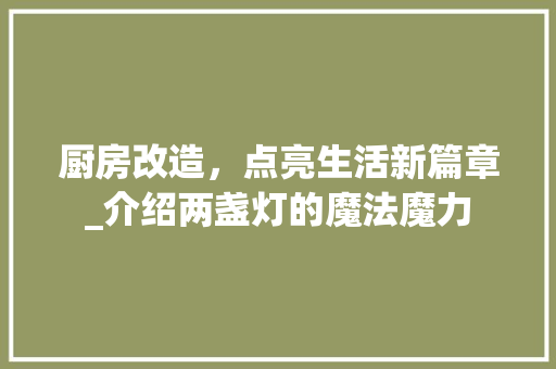 厨房改造，点亮生活新篇章_介绍两盏灯的魔法魔力 二手房