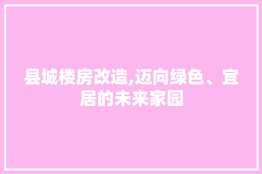 县城楼房改造,迈向绿色、宜居的未来家园，县城改造房屋的补偿是多少。