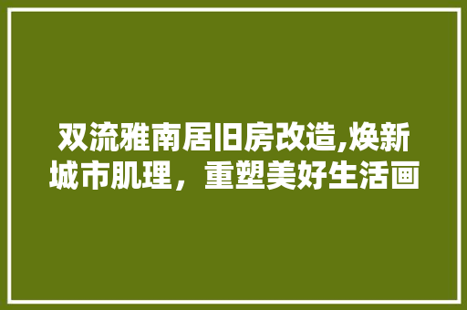 双流雅南居旧房改造,焕新城市肌理，重塑美好生活画卷