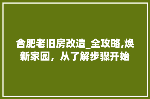 合肥老旧房改造_全攻略,焕新家园，从了解步骤开始 家居装饰