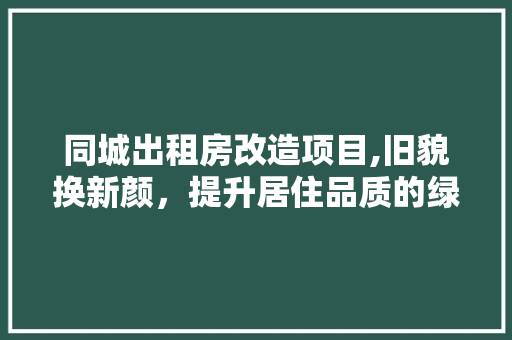同城出租房改造项目,旧貌换新颜，提升居住品质的绿色方法 二手房