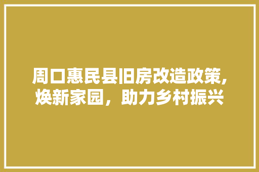 周口惠民县旧房改造政策,焕新家园，助力乡村振兴