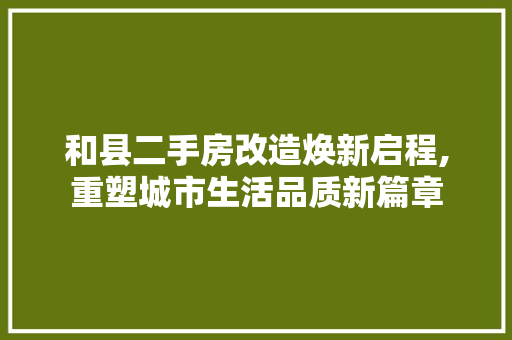 和县二手房改造焕新启程,重塑城市生活品质新篇章