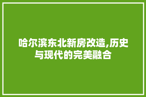 哈尔滨东北新房改造,历史与现代的完美融合 买房须知
