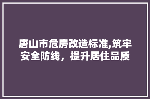 唐山市危房改造标准,筑牢安全防线，提升居住品质