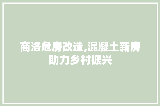 商洛危房改造,混凝土新房助力乡村振兴