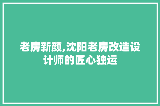 老房新颜,沈阳老房改造设计师的匠心独运