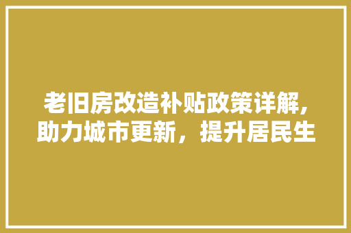 老旧房改造补贴政策详解,助力城市更新，提升居民生活品质 家居设计