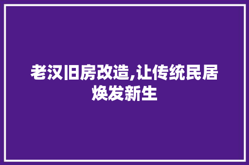 老汉旧房改造,让传统民居焕发新生