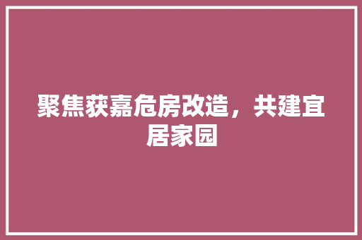 聚焦获嘉危房改造，共建宜居家园
