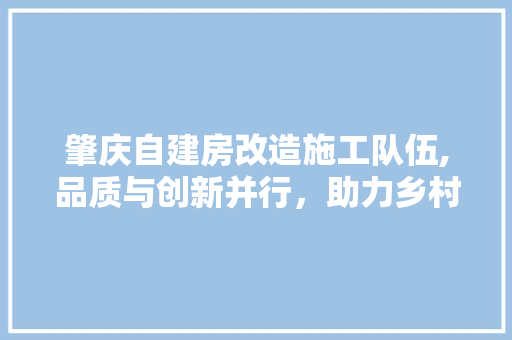 肇庆自建房改造施工队伍,品质与创新并行，助力乡村振兴 装修知识