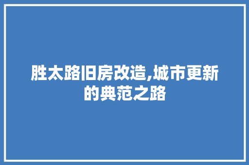 胜太路旧房改造,城市更新的典范之路