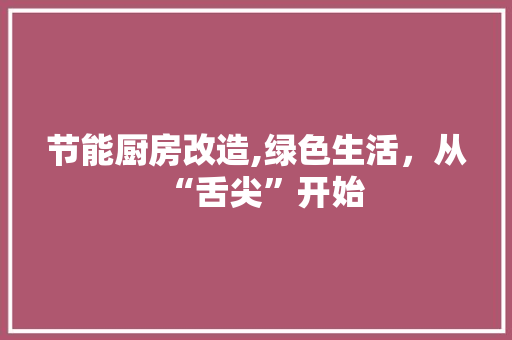 节能厨房改造,绿色生活，从“舌尖”开始 装修知识