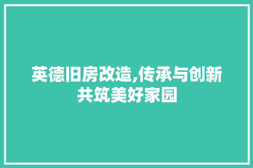 英德旧房改造,传承与创新共筑美好家园