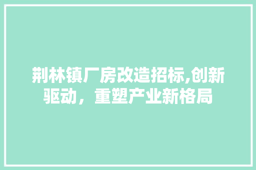 荆林镇厂房改造招标,创新驱动，重塑产业新格局