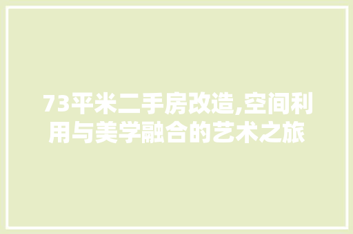 73平米二手房改造,空间利用与美学融合的艺术之旅