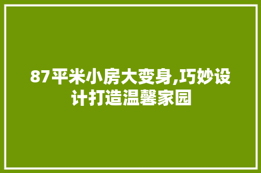 87平米小房大变身,巧妙设计打造温馨家园
