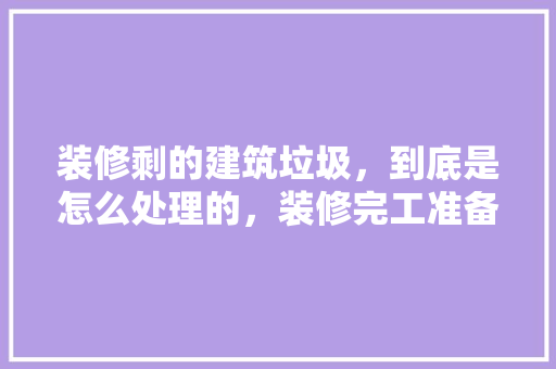 装修剩的建筑垃圾，到底是怎么处理的，装修完工准备清理什么东西。 装修剩的建筑垃圾，到底是怎么处理的，装修完工准备清理什么东西。 买房须知