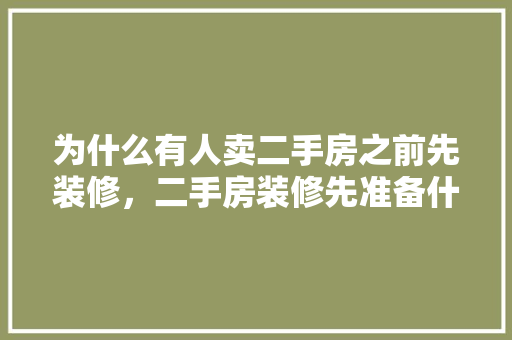 为什么有人卖二手房之前先装修，二手房装修先准备什么东西。 为什么有人卖二手房之前先装修，二手房装修先准备什么东西。 装修知识