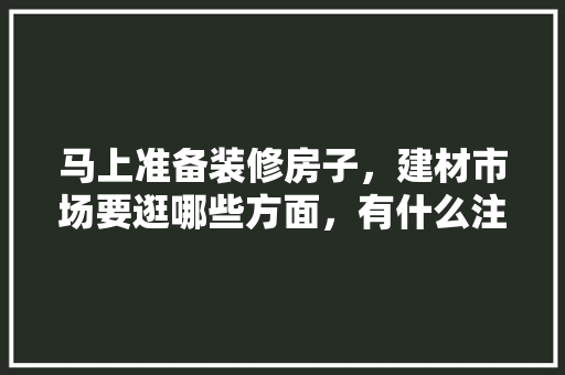 马上准备装修房子，建材市场要逛哪些方面，有什么注意事项，装修后需要准备些什么东西。 马上准备装修房子，建材市场要逛哪些方面，有什么注意事项，装修后需要准备些什么东西。 买房须知