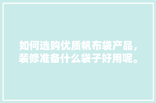 如何选购优质帆布袋产品，装修准备什么袋子好用呢。 如何选购优质帆布袋产品，装修准备什么袋子好用呢。 家居装饰