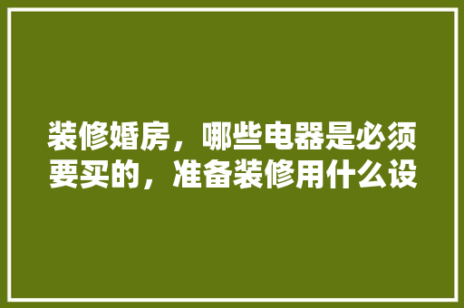 装修婚房，哪些电器是必须要买的，准备装修用什么设备好点呢。 装修婚房，哪些电器是必须要买的，准备装修用什么设备好点呢。 二手房