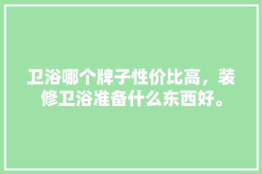 卫浴哪个牌子性价比高，装修卫浴准备什么东西好。 卫浴哪个牌子性价比高，装修卫浴准备什么东西好。 家居装饰