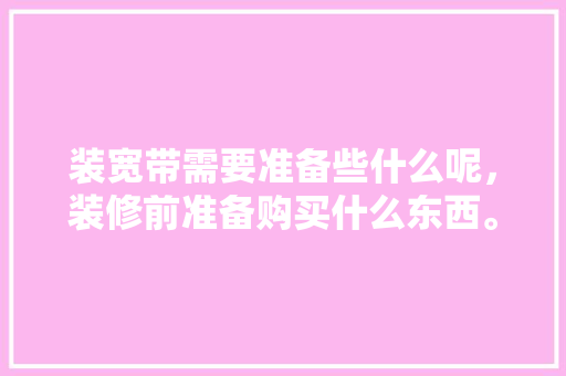 装宽带需要准备些什么呢，装修前准备购买什么东西。 装宽带需要准备些什么呢，装修前准备购买什么东西。 家居装饰