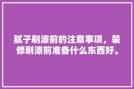 腻子刷漆前的注意事项，装修刷漆前准备什么东西好。 腻子刷漆前的注意事项，装修刷漆前准备什么东西好。 二手房