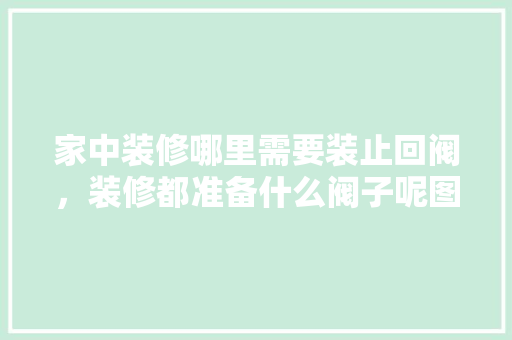 家中装修哪里需要装止回阀，装修都准备什么阀子呢图片。 家中装修哪里需要装止回阀，装修都准备什么阀子呢图片。 家居设计