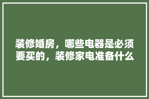 装修婚房，哪些电器是必须要买的，装修家电准备什么材料好呢。 装修婚房，哪些电器是必须要买的，装修家电准备什么材料好呢。 家居装饰