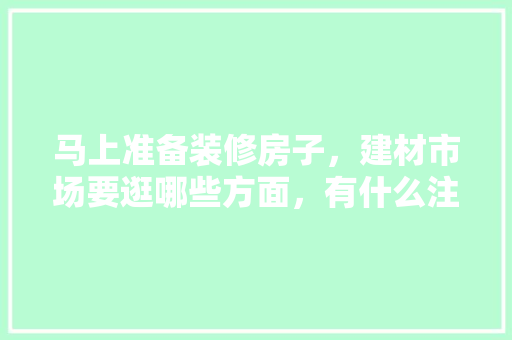 马上准备装修房子，建材市场要逛哪些方面，有什么注意事项，准备装修用什么方法最好。 马上准备装修房子，建材市场要逛哪些方面，有什么注意事项，准备装修用什么方法最好。 家居装饰