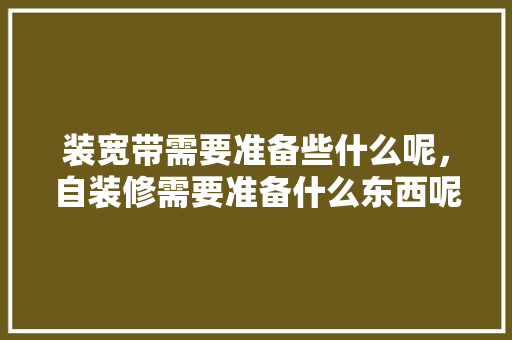 装宽带需要准备些什么呢，自装修需要准备什么东西呢。 装宽带需要准备些什么呢，自装修需要准备什么东西呢。 二手房