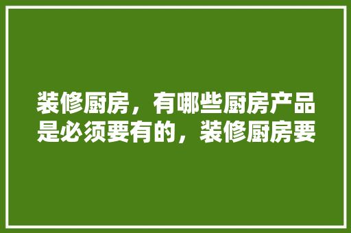 装修厨房，有哪些厨房产品是必须要有的，装修厨房要提前准备什么东西。 装修厨房，有哪些厨房产品是必须要有的，装修厨房要提前准备什么东西。 二手房