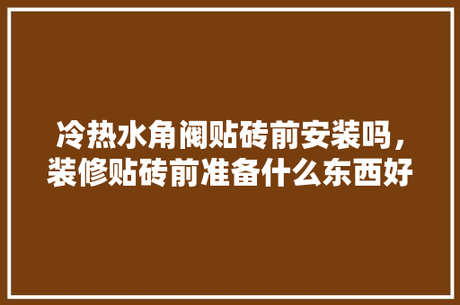 冷热水角阀贴砖前安装吗，装修贴砖前准备什么东西好。 冷热水角阀贴砖前安装吗，装修贴砖前准备什么东西好。 家居装饰