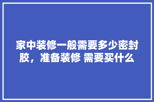 家中装修一般需要多少密封胶，准备装修 需要买什么东西。 家中装修一般需要多少密封胶，准备装修 需要买什么东西。 家居设计
