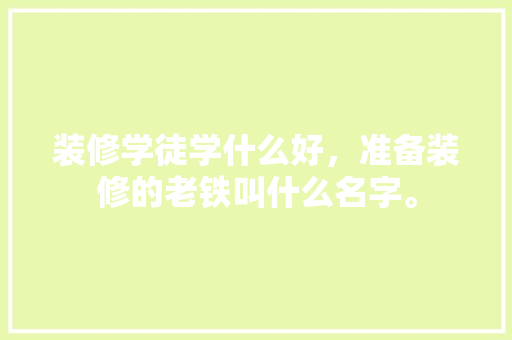 装修学徒学什么好，准备装修的老铁叫什么名字。 装修学徒学什么好，准备装修的老铁叫什么名字。 家居装饰