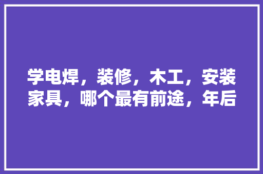 学电焊，装修，木工，安装家具，哪个最有前途，年后装修工作准备什么好呢。 学电焊，装修，木工，安装家具，哪个最有前途，年后装修工作准备什么好呢。 家居装饰