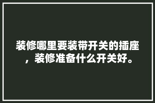 装修哪里要装带开关的插座，装修准备什么开关好。 装修哪里要装带开关的插座，装修准备什么开关好。 二手房