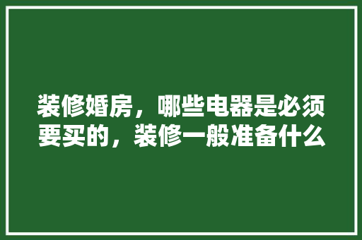装修婚房，哪些电器是必须要买的，装修一般准备什么东西呢。 装修婚房，哪些电器是必须要买的，装修一般准备什么东西呢。 二手房